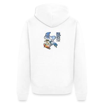 Aquarell Landkarte Rügen - Unisex Premium Bio Zip Hoodie - Weiß - Hinten - Thijin (182cm)