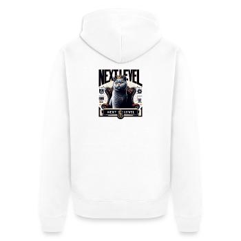 BKH British Shorthair Blue Cat King Chair - Unisex Premium Organic Zip Hoodie - white - Back - Thijin (182cm)
