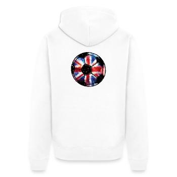 Fußball England - rot weiß blau - Union Jack  - Unisex Premium Bio Zip Hoodie - Weiß - Hinten - Thijin (182cm)