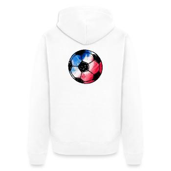 Fußball Frankreich - blau weiß rot  - Unisex Premium Bio Zip Hoodie - Weiß - Hinten - Thijin (182cm)