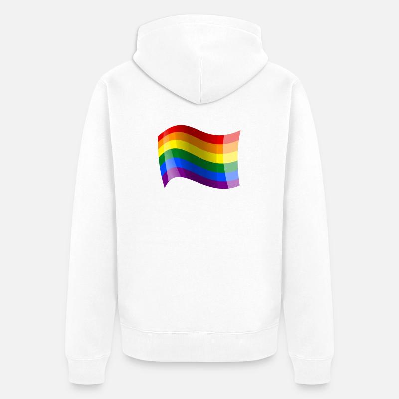 Drapeau arc-en-ciel agité - Veste à capuche bio Premium Unisexe - blanc