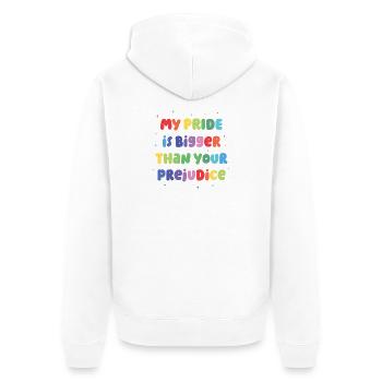 LGBT Pride Month - My Pride is Bigger - Unisex Premium Organic Zip Hoodie - white - Back - Thijin (182cm)