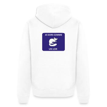 Je dors comme un loir - Veste à capuche bio Premium Unisexe - blanc - Dos - Thijin (182cm)