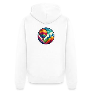 Bunter Heißluftballon in den Bergen - Unisex Premium Bio Zip Hoodie - Weiß - Hinten - Thijin (182cm)