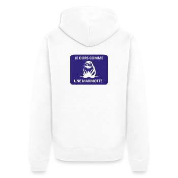 Je dors comme une marmotte - Veste à capuche bio Premium Unisexe - blanc - Dos - Thijin (182cm)