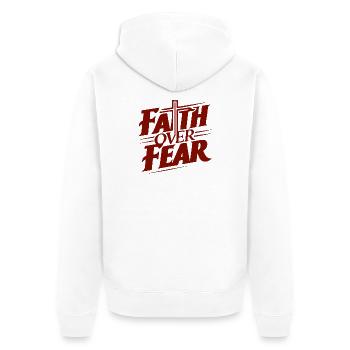 Faith Gives Courage Motif Print - Unisex Premium Organic Zip Hoodie - white - Back - Thijin (182cm)