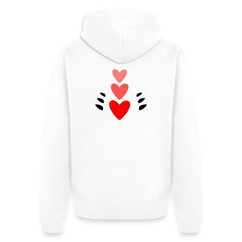 HERZ. VIELEN DANK. GELIEBTE. MEISTER. DANKE HERRIN. - Unisex Premium Bio Zip Hoodie - Weiß - Hinten - Thijin (182cm)