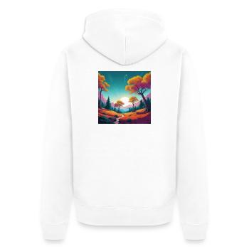 Sonnenuntergang - Unisex Premium Bio Zip Hoodie - Weiß - Hinten - Thijin (182cm)