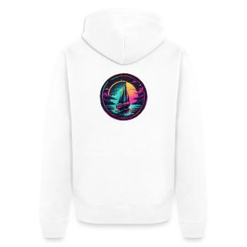 Neon Sonnenuntergang Segelboot - Unisex Premium Bio Zip Hoodie - Weiß - Hinten - Thijin (182cm)