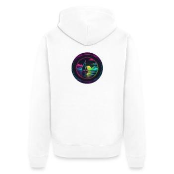 Neonsegler am Abendrot - Unisex Premium Bio Zip Hoodie - Weiß - Hinten - Thijin (182cm)