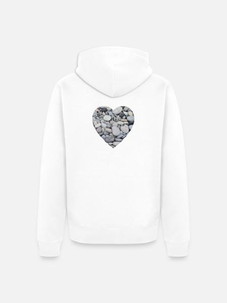 Pebble Heart of Stones - Unisex Premium Organic Zip Hoodie - white