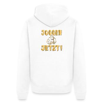 MOTIVATION LAUFEN - JOGGEN SPORT - Unisex Premium Bio Zip Hoodie - Weiß - Hinten - Thijin (182cm)