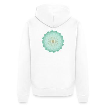 Mint Grün & Gold Blume - Unisex Premium Bio Zip Hoodie - Weiß - Hinten - Thijin (182cm)