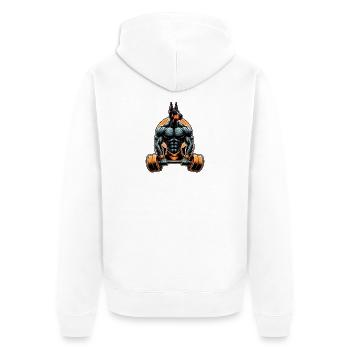 Muscle Dobermann Lifter - Veste à capuche bio Premium Unisexe - blanc - Dos - Thijin (182cm)