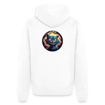 Cheshire Cat Alice in Wonderland Circle - Unisex Premium Organic Zip Hoodie - white - Back - Thijin (182cm)