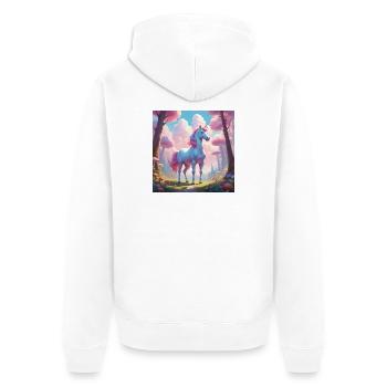 Unicorn in the Enchanted Forest - Unisex Premium Organic Zip Hoodie - white - Back - Thijin (182cm)