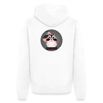 ALLES GUTE ZUM GEBURTSTAG. ALLES GUTE ZUM GEBURTSTAG. JAHRESTAG. - Unisex Premium Bio Zip Hoodie - Weiß - Hinten - Thijin (182cm)