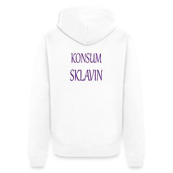 Konsumsklavin - Unisex Premium Bio Zip Hoodie - Weiß - Hinten - Thijin (182cm)