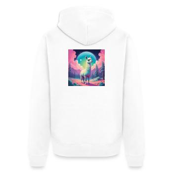 Drama Lama - Unisex Premium Bio Zip Hoodie - Weiß - Hinten - Thijin (182cm)