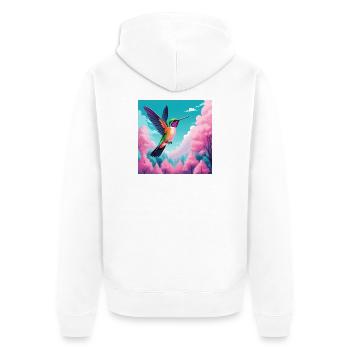 Kolibri - Unisex Premium Bio Zip Hoodie - Weiß - Hinten - Thijin (182cm)