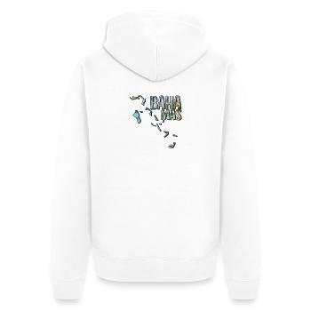 Aquarell Landkarte Bahamas - Unisex Premium Bio Zip Hoodie - Weiß - Hinten - Thijin (182cm)