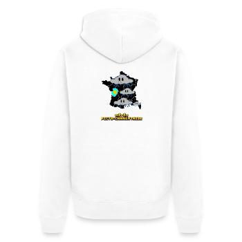 Picto-Charentaise Wetter - Unisex Premium Bio Zip Hoodie - Weiß - Hinten - Thijin (182cm)