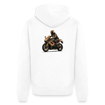 Le motard - Veste à capuche bio Premium Unisexe - blanc - Dos - Thijin (182cm)