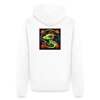 Gecko - Unisex Premium Organic Zip Hoodie - white - Back - Thijin (182cm)