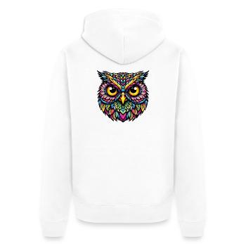 Eule - Unisex Premium Bio Zip Hoodie - Weiß - Hinten - Thijin (182cm)