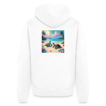 Tortoises - Unisex Premium Organic Zip Hoodie - white - Back - Thijin (182cm)