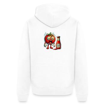 Lustiges Tomaten und Ketchup Design - Unisex Premium Bio Zip Hoodie - Weiß - Hinten - Thijin (182cm)