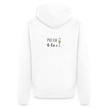 Mein Glas - Dein Glas - Unisex Premium Bio Zip Hoodie - Weiß - Hinten - Thijin (182cm)