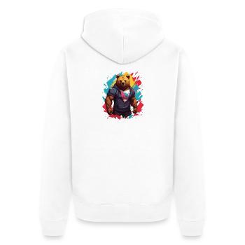 Cooler urbaner Bär - Unisex Premium Bio Zip Hoodie - Weiß - Hinten - Thijin (182cm)
