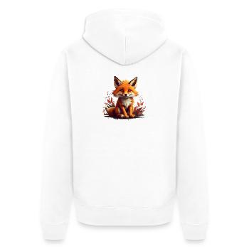 Schelmischer Fuchs - Unisex Premium Bio Zip Hoodie - Weiß - Hinten - Thijin (182cm)