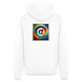 Symbol 6 - Unisex Premium Bio Zip Hoodie - Weiß - Hinten - Thijin (182cm)