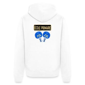 École Primaire - Tennis de Table - Veste à capuche bio Premium Unisexe - blanc - Dos - Thijin (182cm)