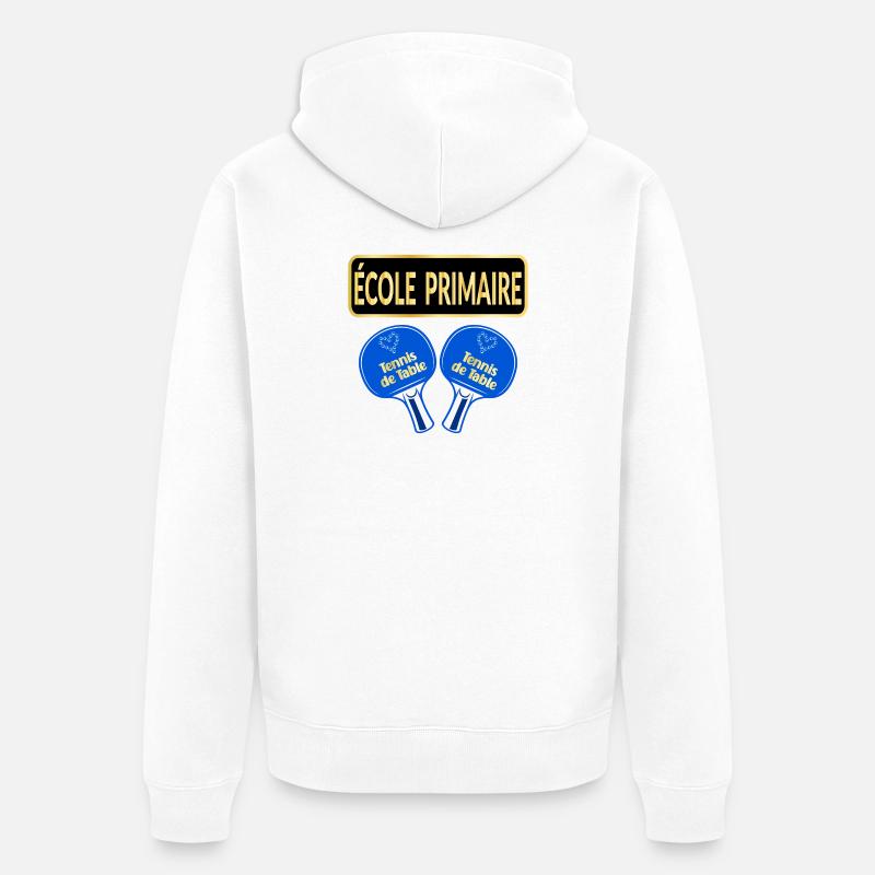 École Primaire - Tennis de Table - Veste à capuche bio Premium Unisexe - blanc