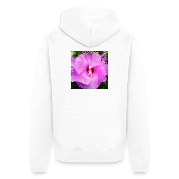 Malvenblüte - Unisex Premium Bio Zip Hoodie - Weiß - Hinten - Thijin (182cm)