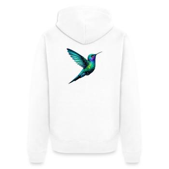 Kolibri - Unisex Premium Bio Zip Hoodie - Weiß - Hinten - Thijin (182cm)