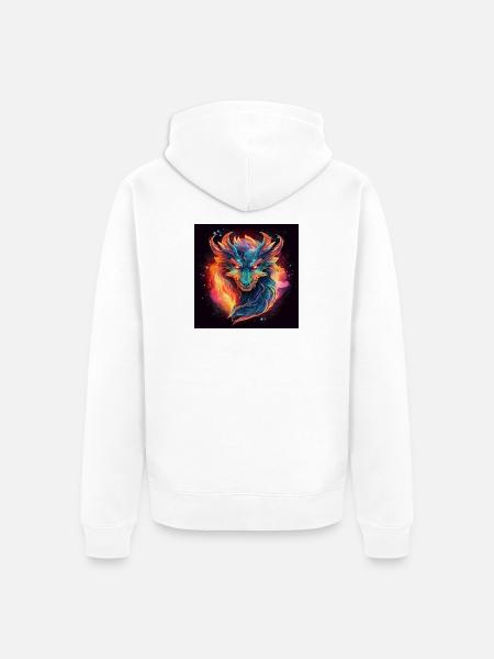 Neon Dragon Head Fire Colors - Unisex Premium Organic Zip Hoodie - white