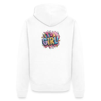 Bunte Cartoon-Trophäe mit Textgestaltung - Unisex Premium Bio Zip Hoodie - Weiß - Hinten - Thijin (182cm)
