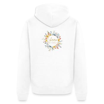 Lehrerin mit Herz! Personalisierbares Design - Unisex Premium Bio Zip Hoodie - Weiß - Hinten - Thijin (182cm)