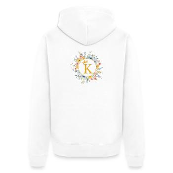 K Monogram, Flower Circle, Personalizable - Unisex Premium Organic Zip Hoodie - white - Back - Thijin (182cm)