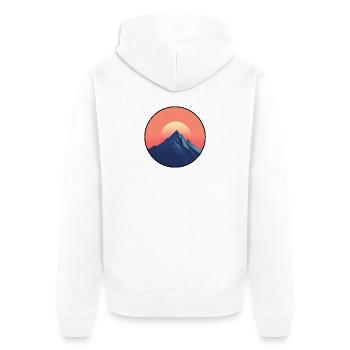 Wander Shirt Berge – Klettern Hiking Naturmotiv - Unisex Premium Bio Zip Hoodie - Weiß - Hinten - Thijin (182cm)