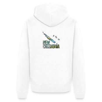 Watercolor Map of New Caledonia - Unisex Premium Organic Zip Hoodie - white - Back - Thijin (182cm)