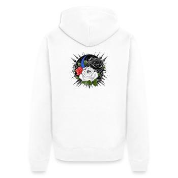 Gloomy roses with moon and thorns - Unisex Premium Organic Zip Hoodie - white - Back - Thijin (182cm)