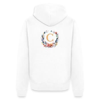 C Monogram, Couronne de fleurs, Personnalisable - Veste à capuche bio Premium Unisexe - blanc - Dos - Thijin (182cm)