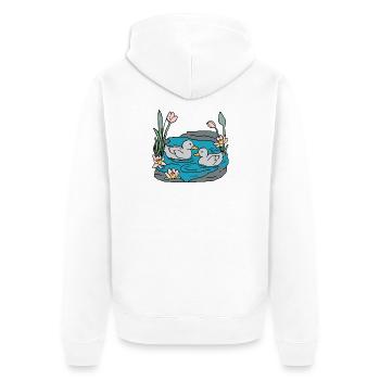 Entchen - Unisex Premium Bio Zip Hoodie - Weiß - Hinten - Thijin (182cm)