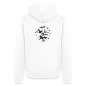 Denen die Gott lieben - Römer 8,28 - Unisex Premium Bio Zip Hoodie - Weiß - Hinten - Thijin (182cm)