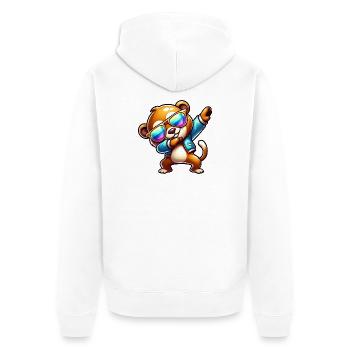 Cool Bear Dabbing Sunglasses Rainbow - Unisex Premium Organic Zip Hoodie - white - Back - Thijin (182cm)